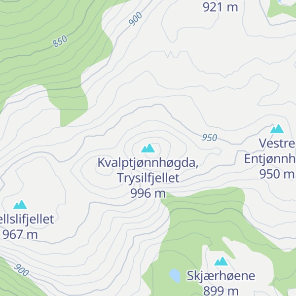Map of Kvalptjønnhøgda, Trysilfjellet