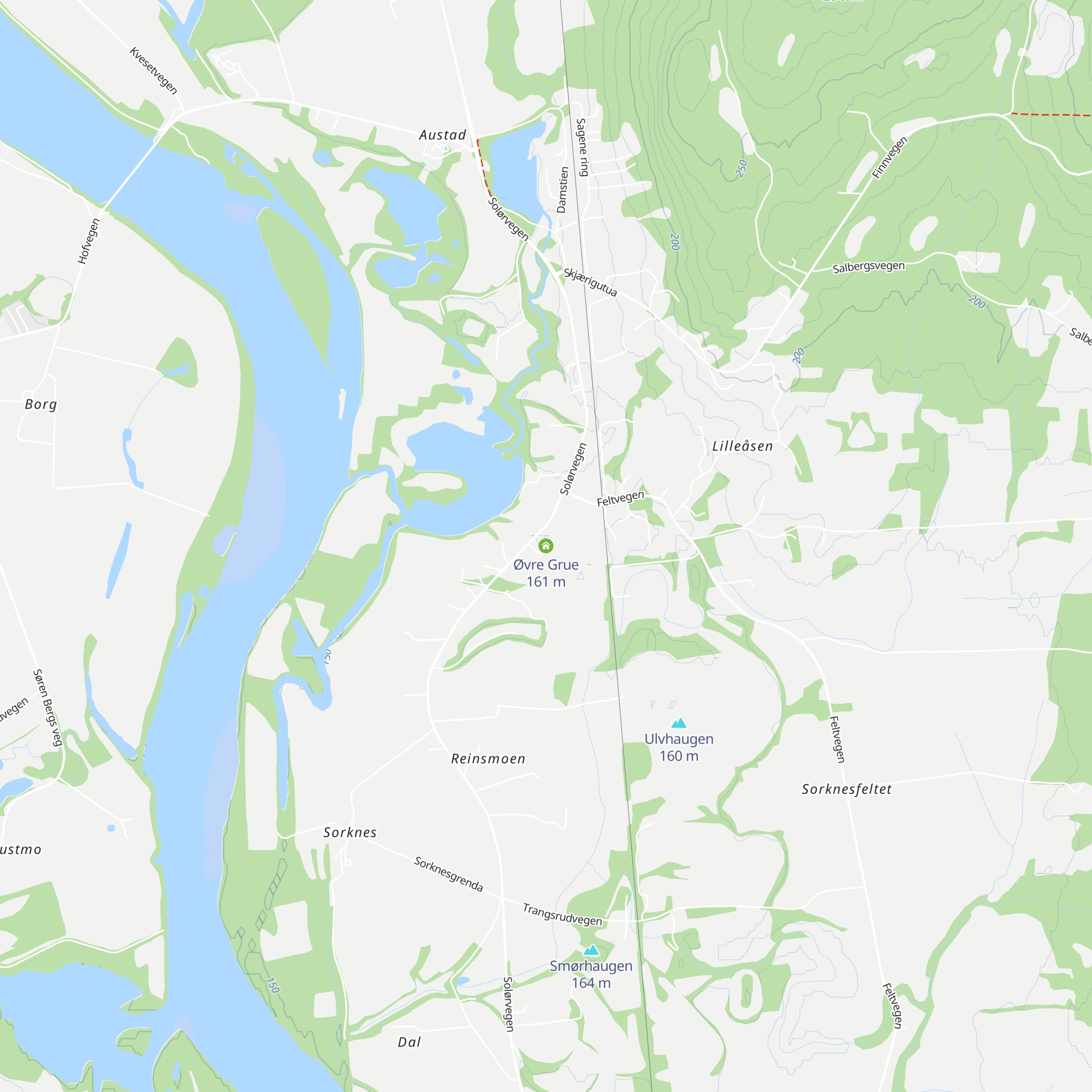 Øvre Grue map