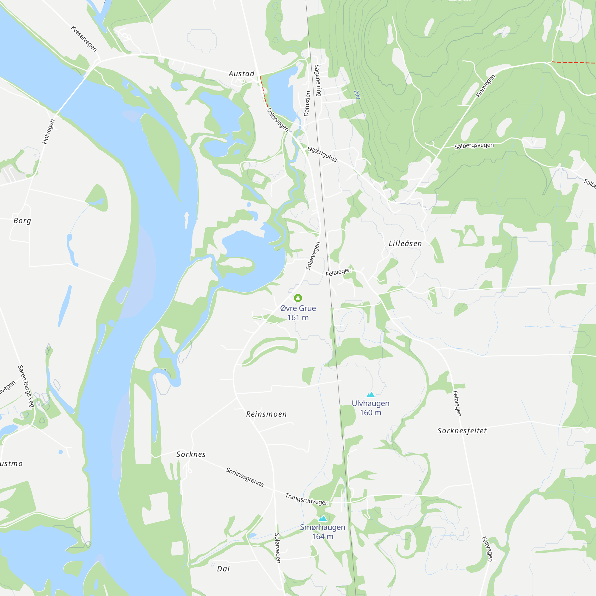 Øvre Grue map