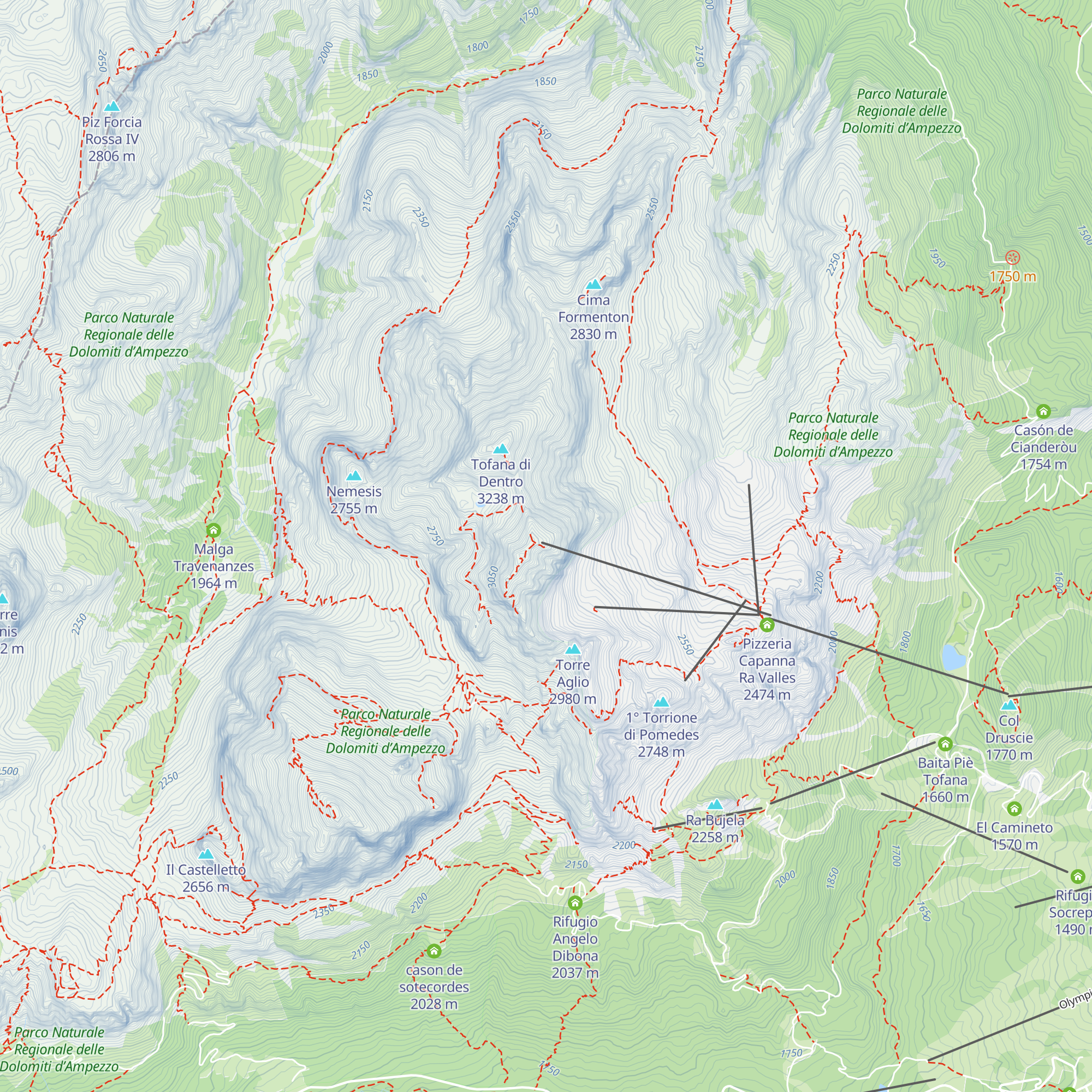 Rifugio Cima Tofana map
