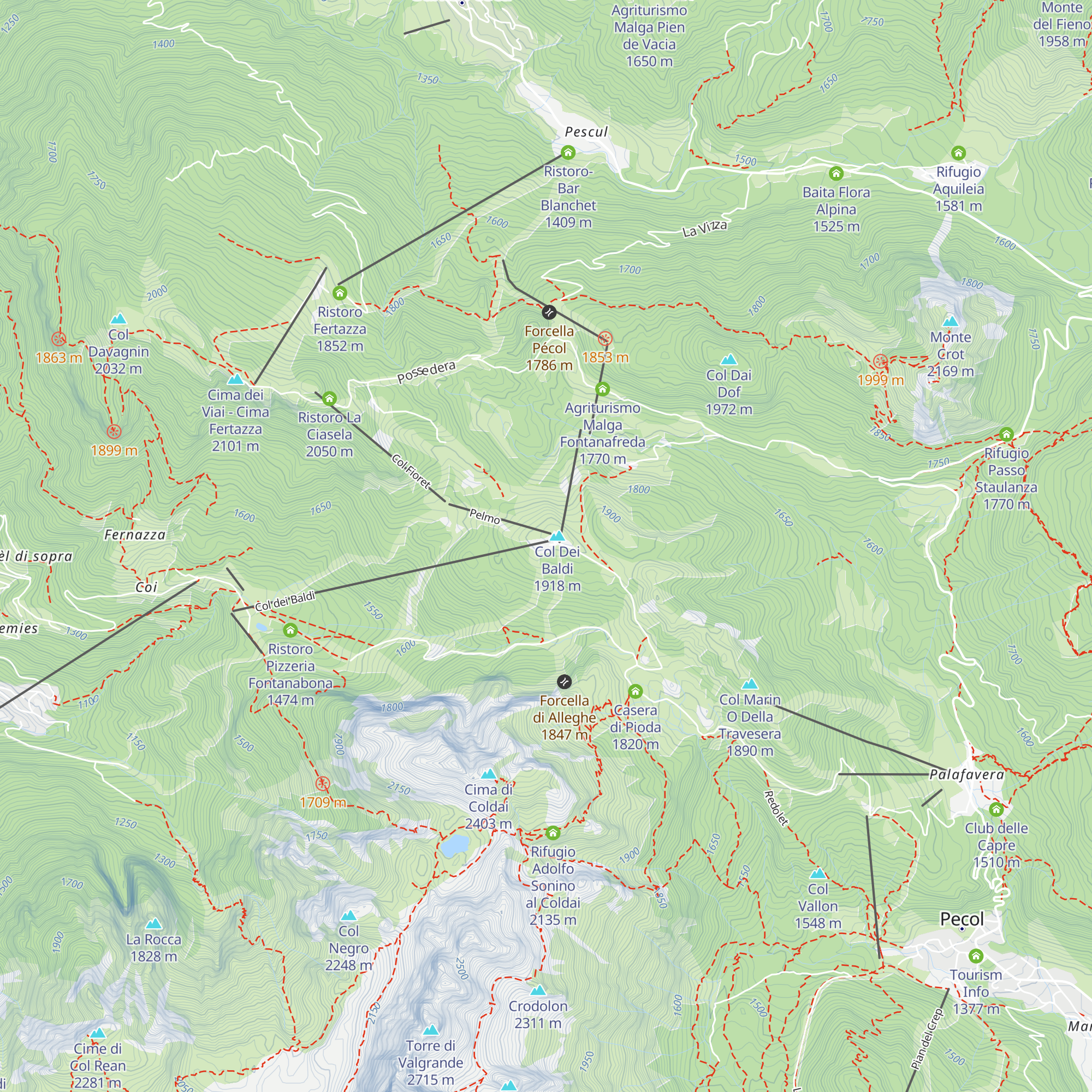 Rifugio Col dei Baldi map