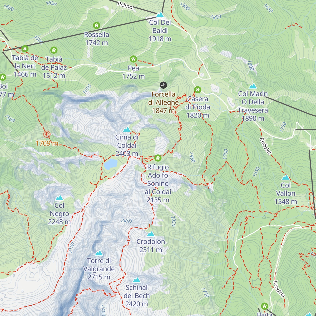 Rifugio Adolfo Sonino al Coldai map
