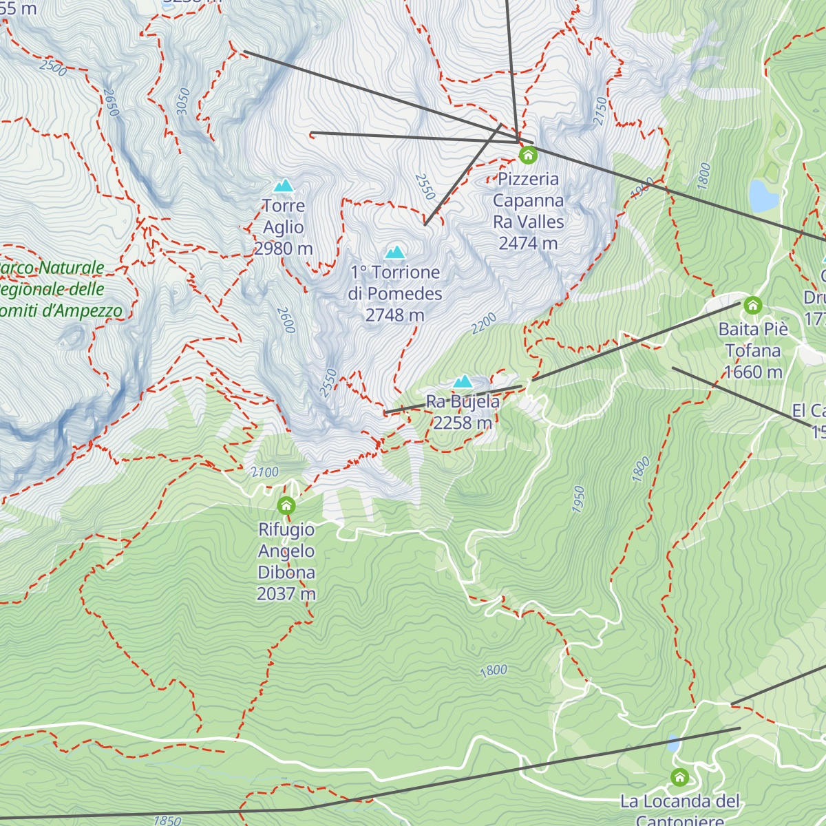 Rifugio Pomedes map