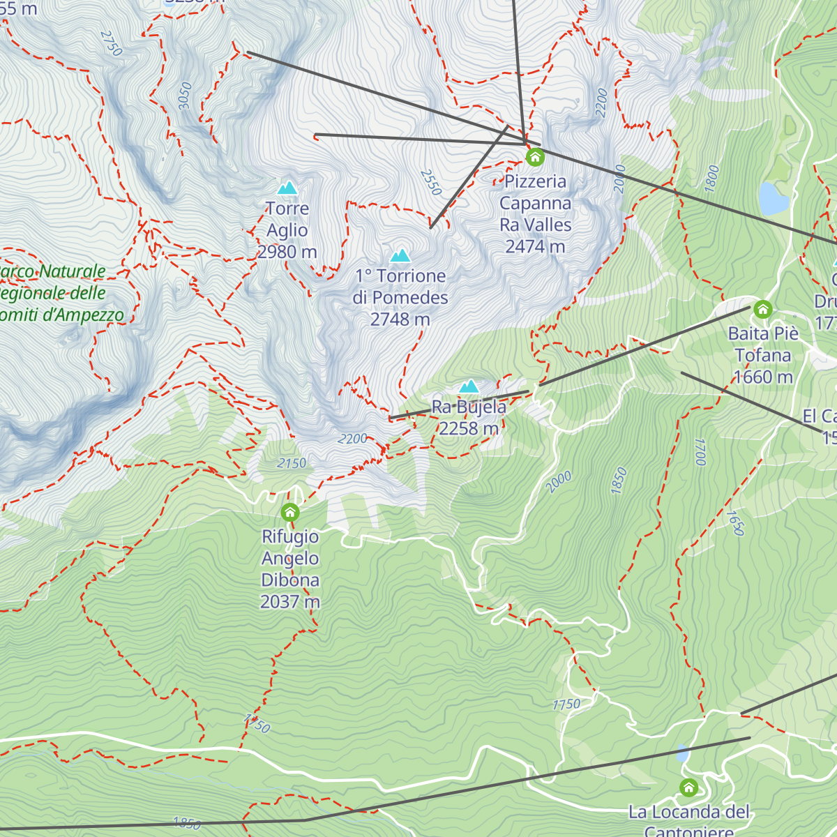 Rifugio Pomedes map