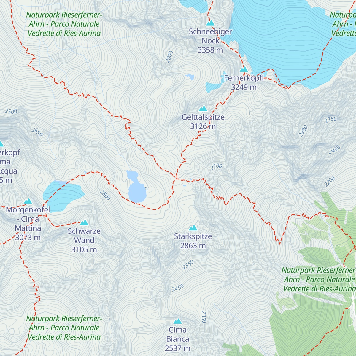 Rieserfernerhütte - Rifugio Vedrette di Ries map