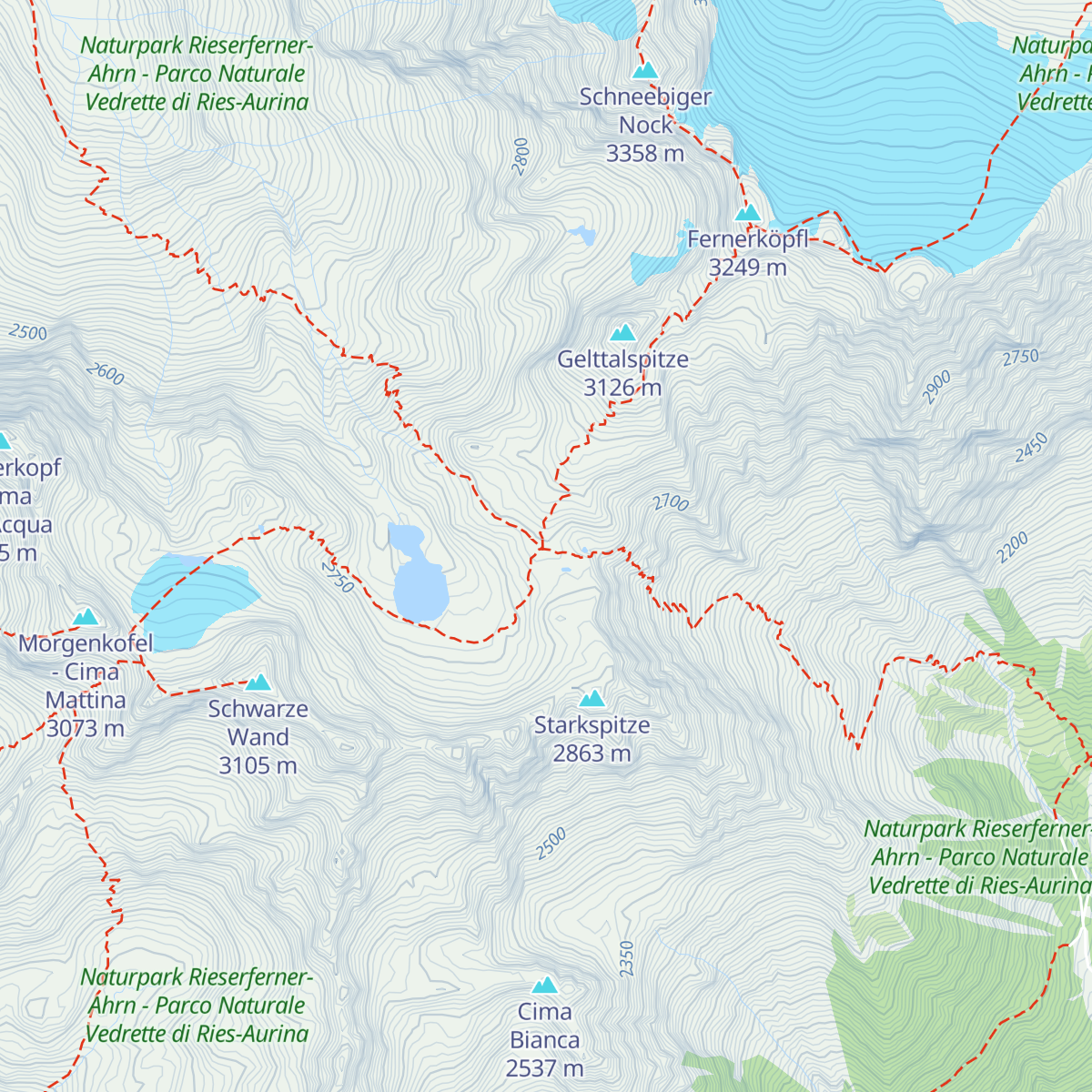Rieserfernerhütte - Rifugio Vedrette di Ries map