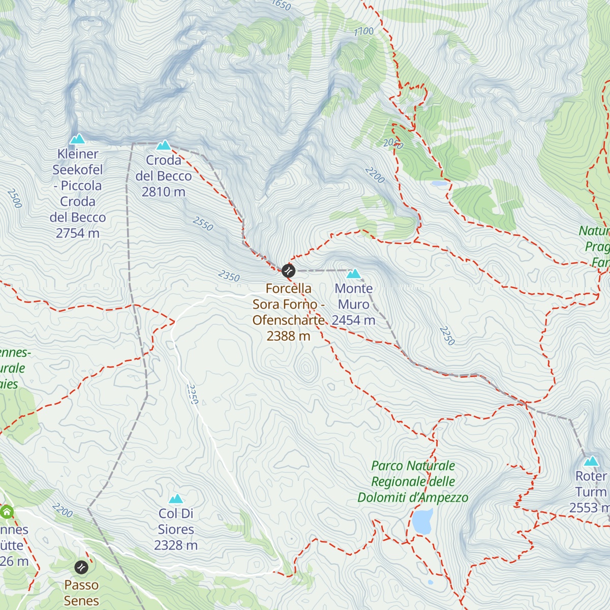 Rifugio Biella - Seekofelhütte map