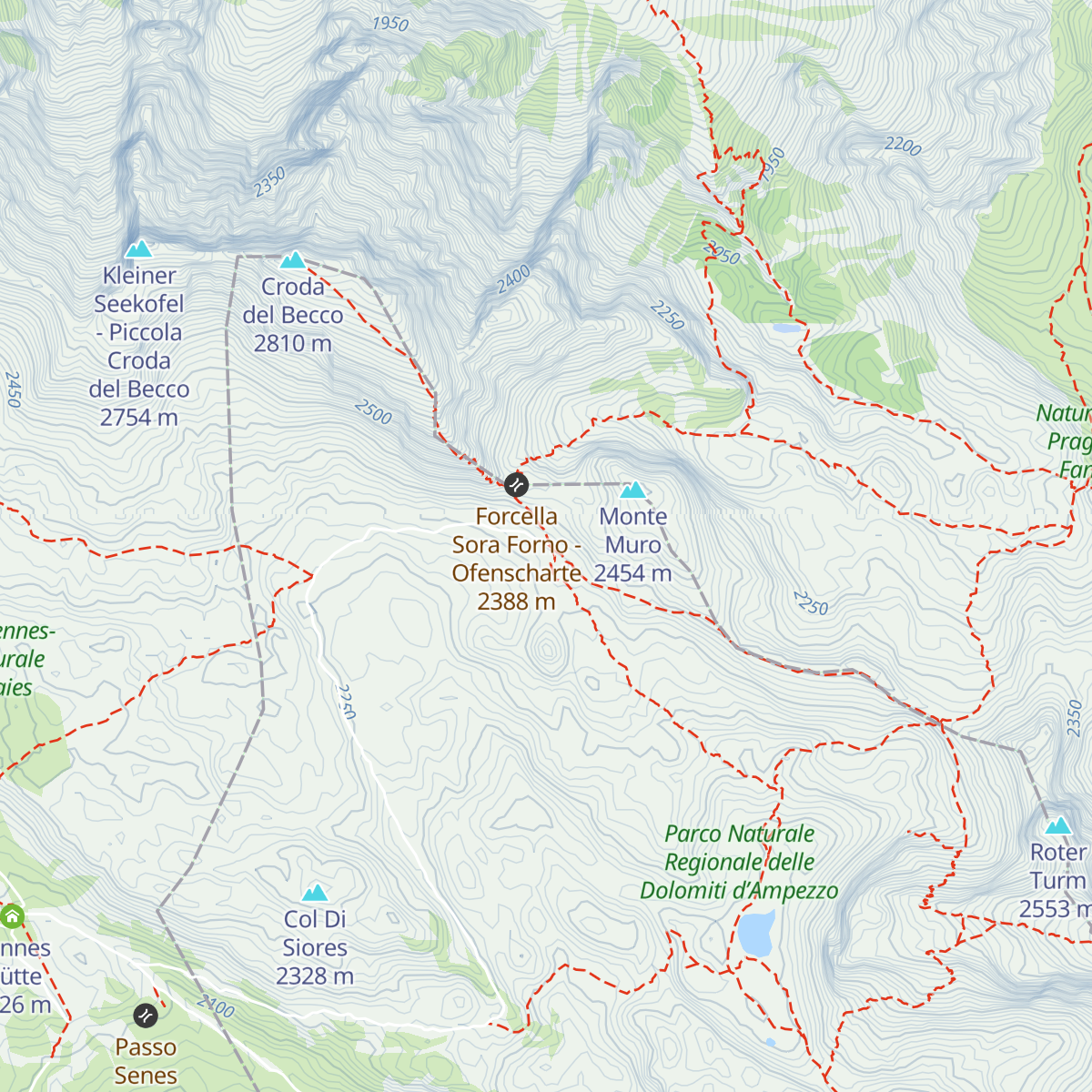 Rifugio Biella - Seekofelhütte map