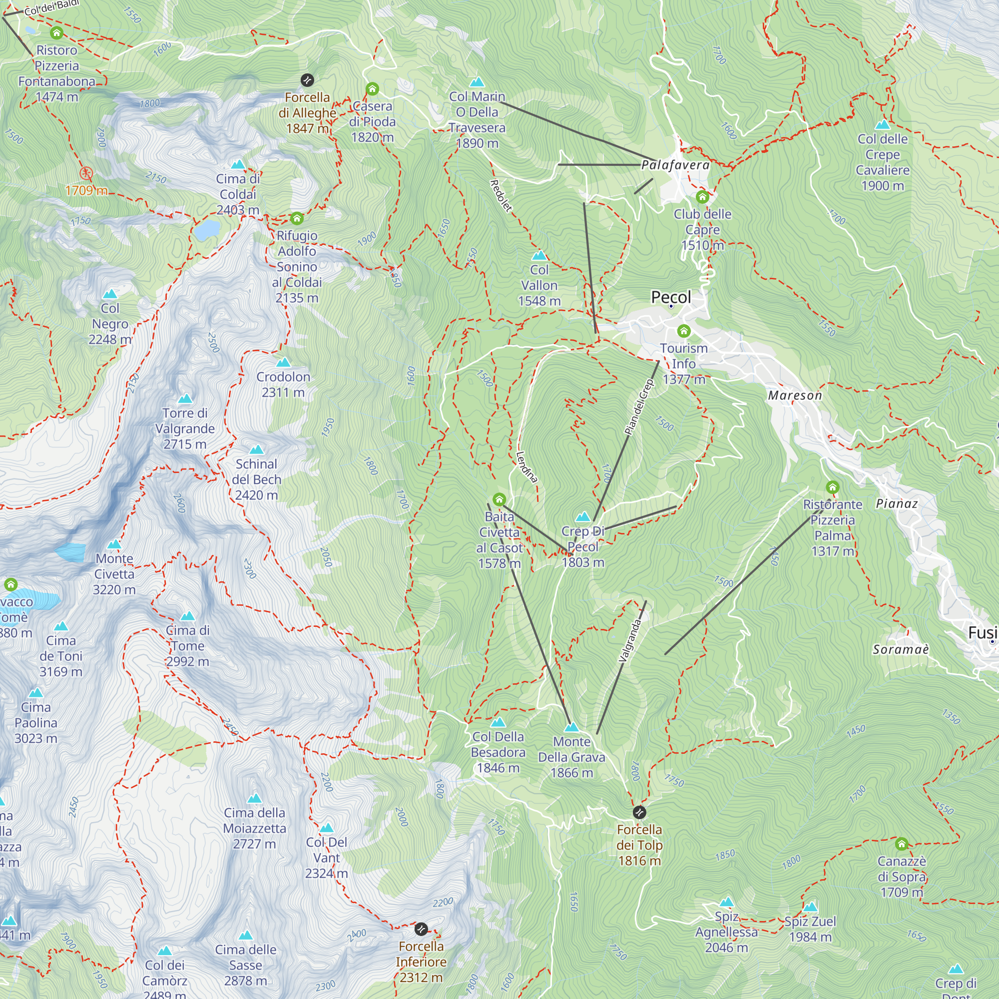 Baita Civetta al Casot map