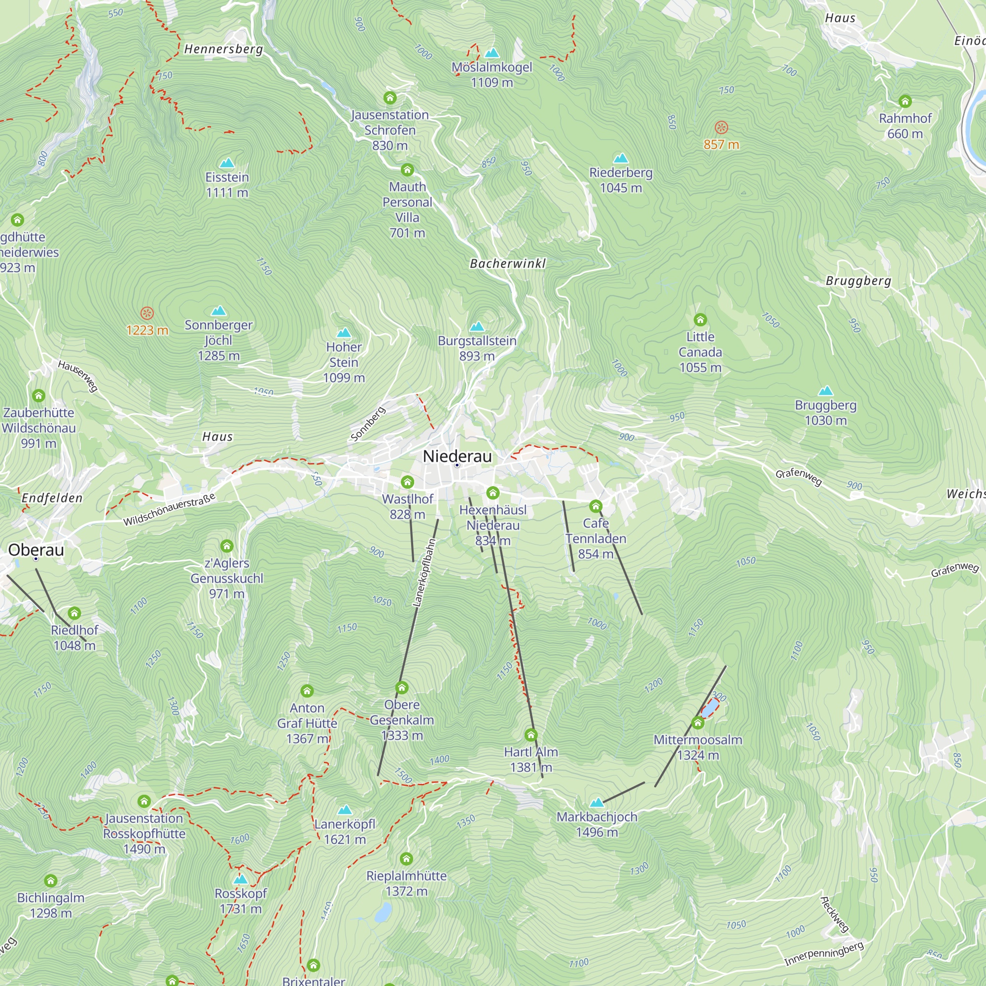 Hexenhäusl Niederau map
