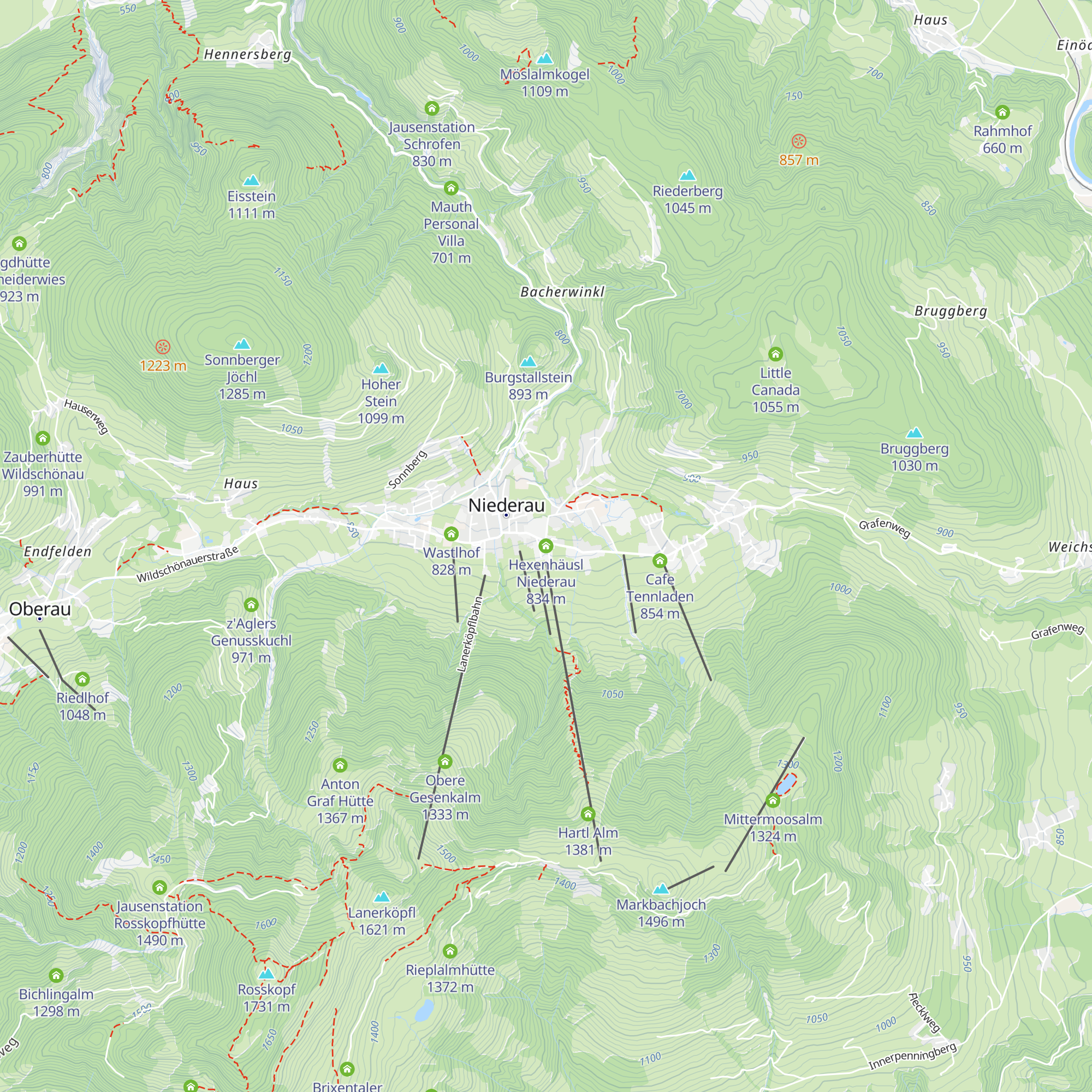 Hexenhäusl Niederau map