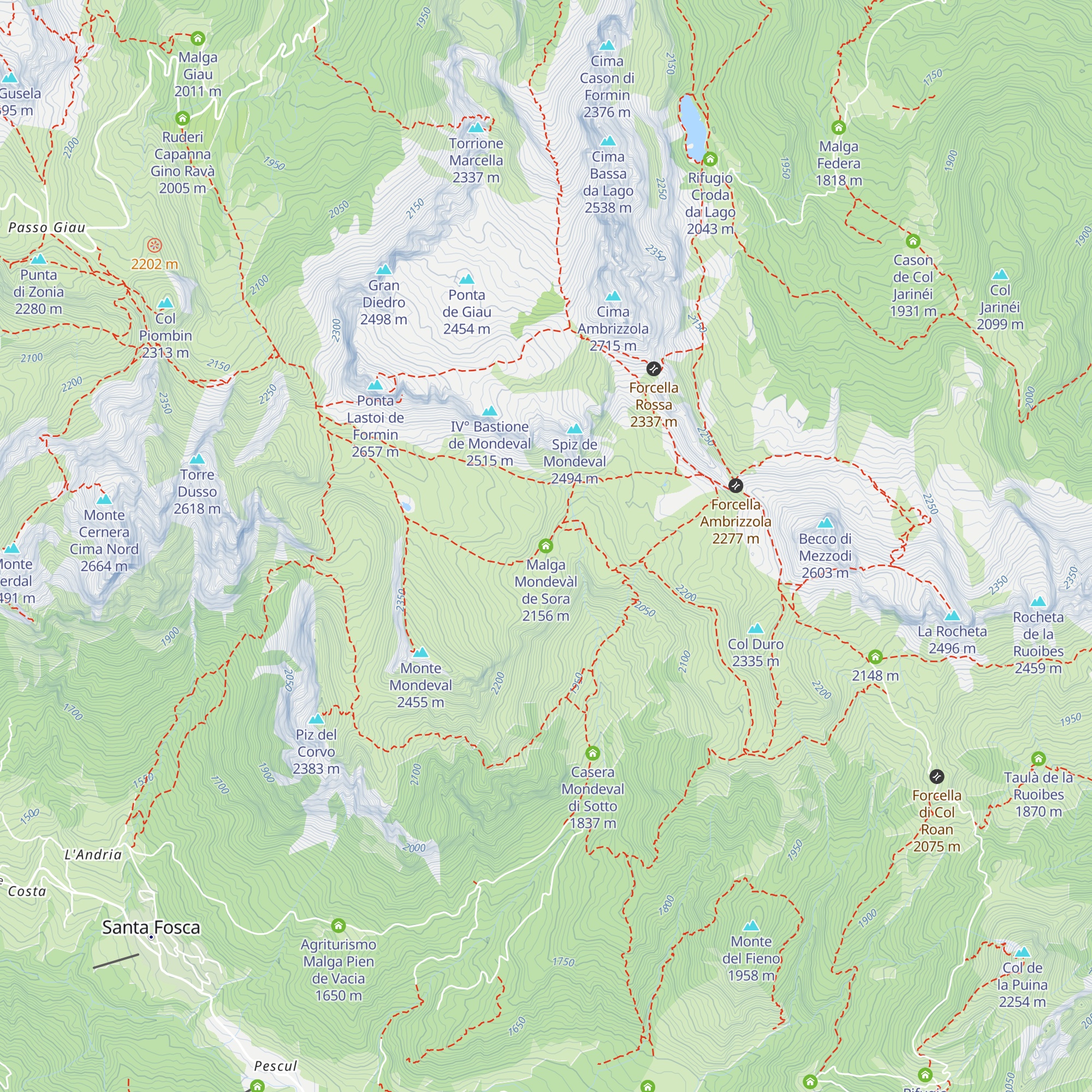 Malga Mondevàl de Sora map