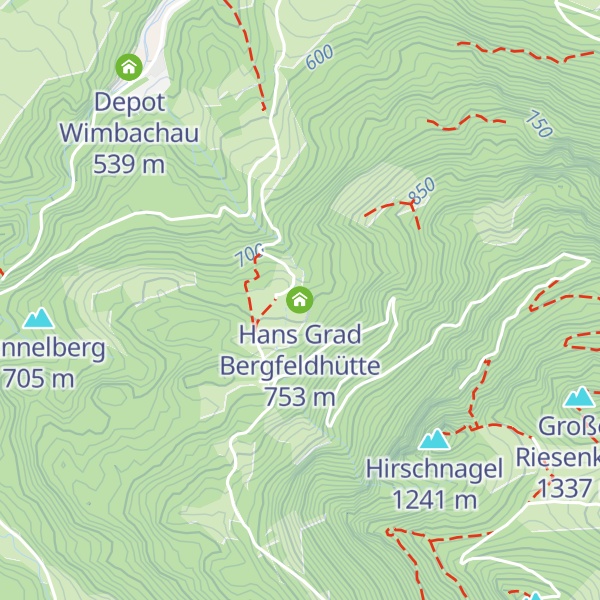 Map of Hans Grad Bergfeldhütte