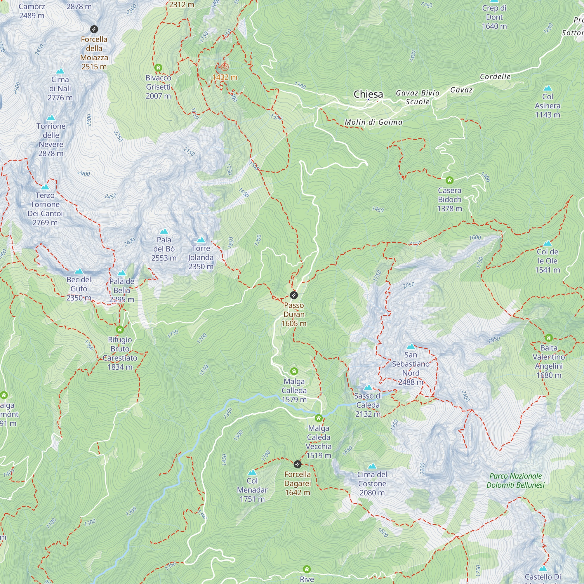 Rifugio San Sebastiano map