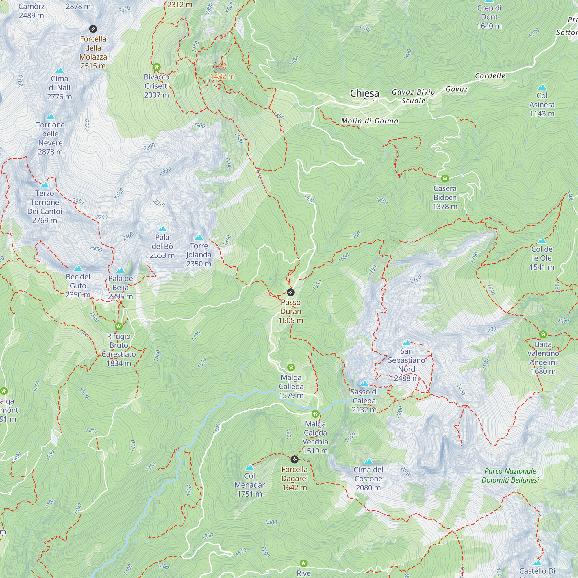 Rifugio San Sebastiano map