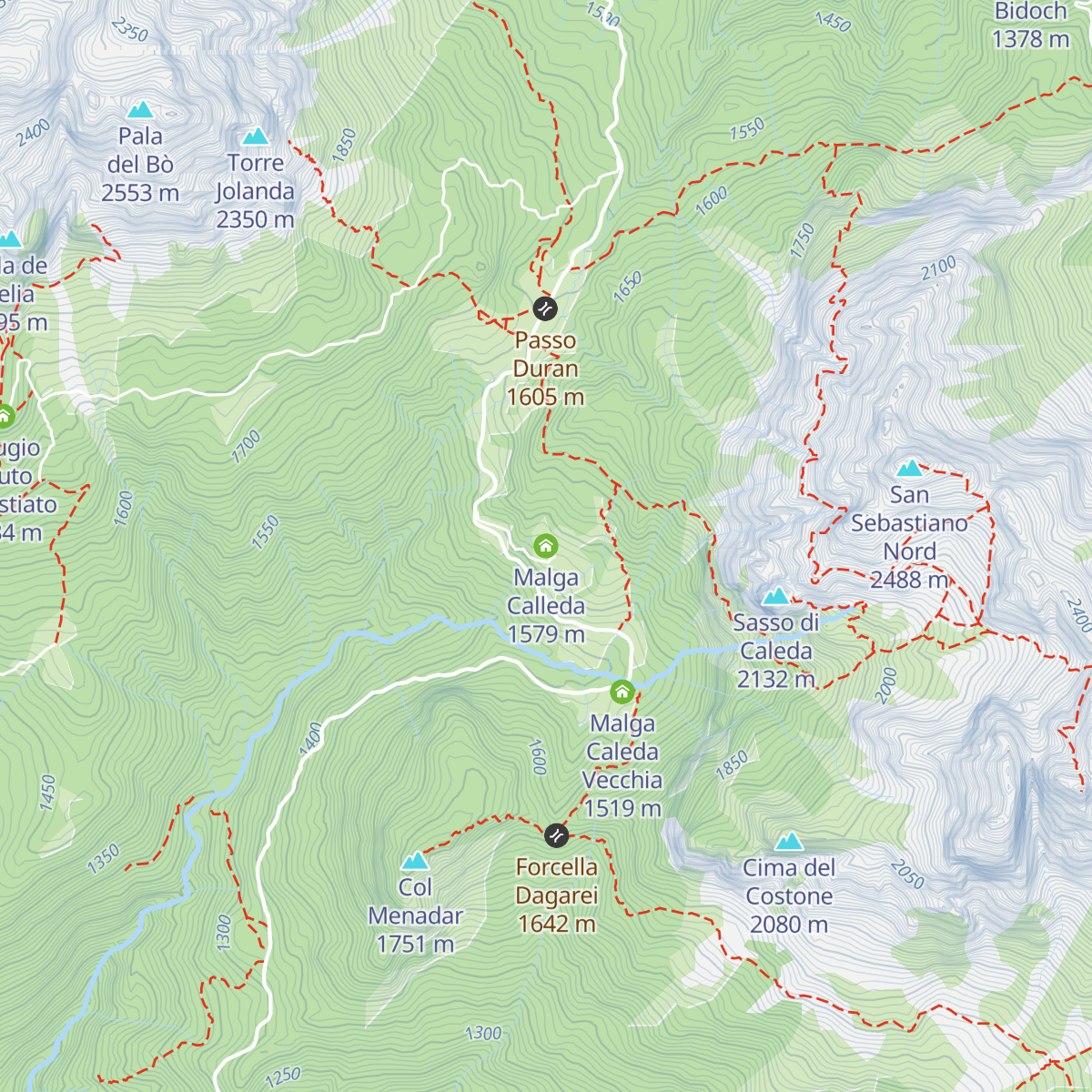 Malga Calleda map