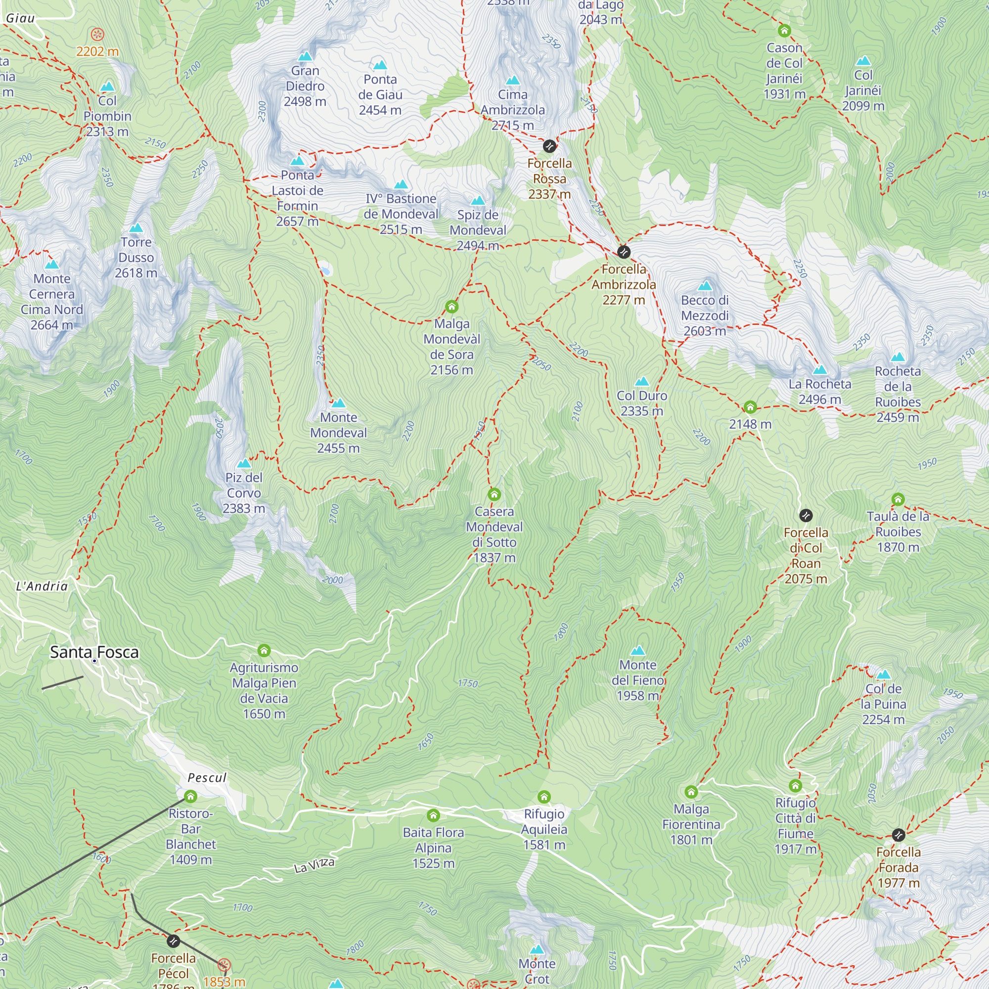 Casera Mondeval di Sotto map