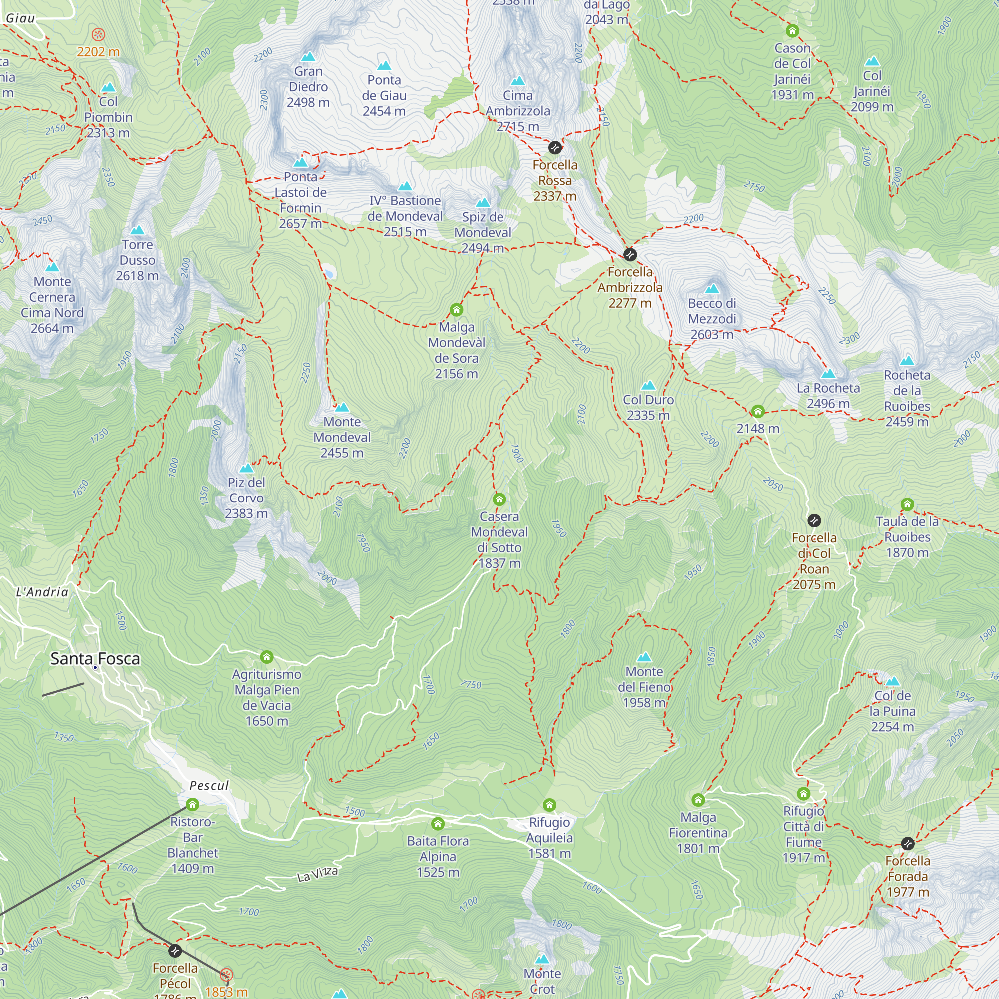 Casera Mondeval di Sotto map