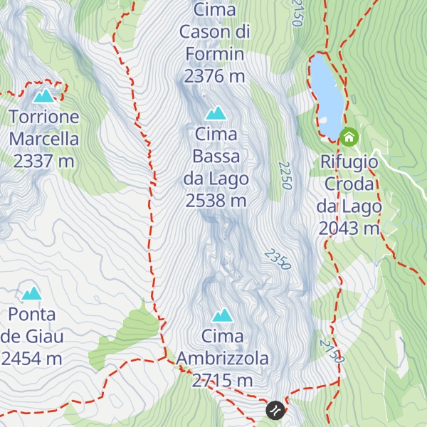 Map of Cima Croda da Lago