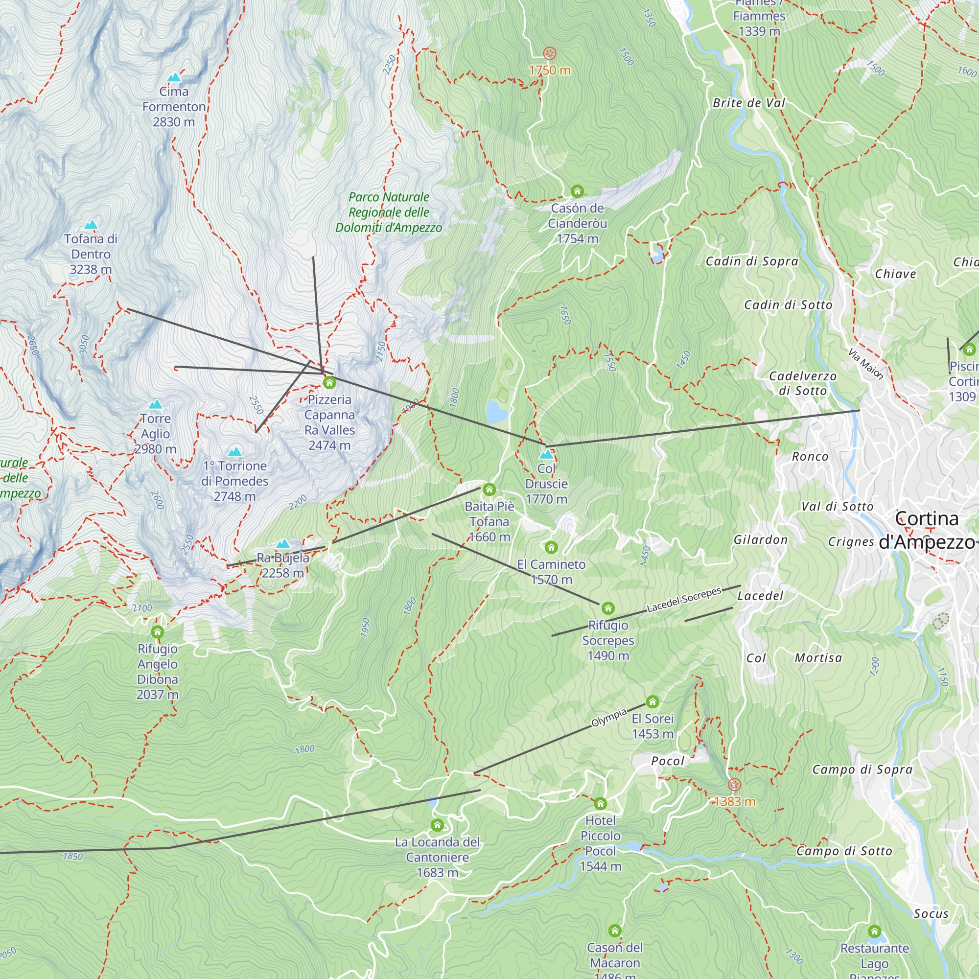 Baita Piè Tofana map