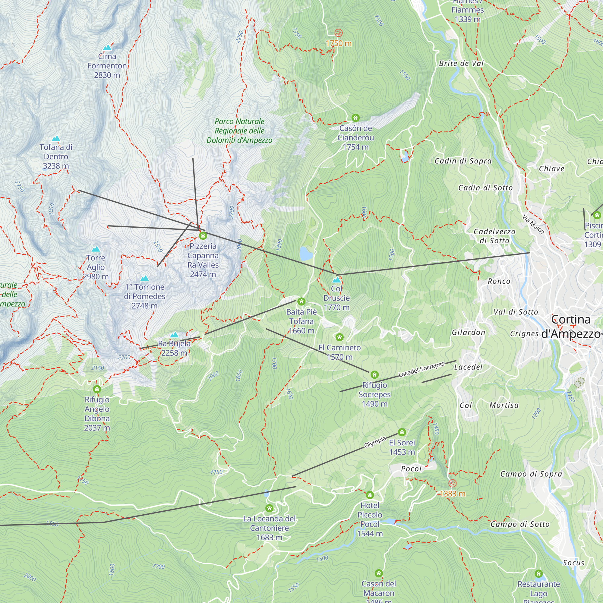 Baita Piè Tofana map