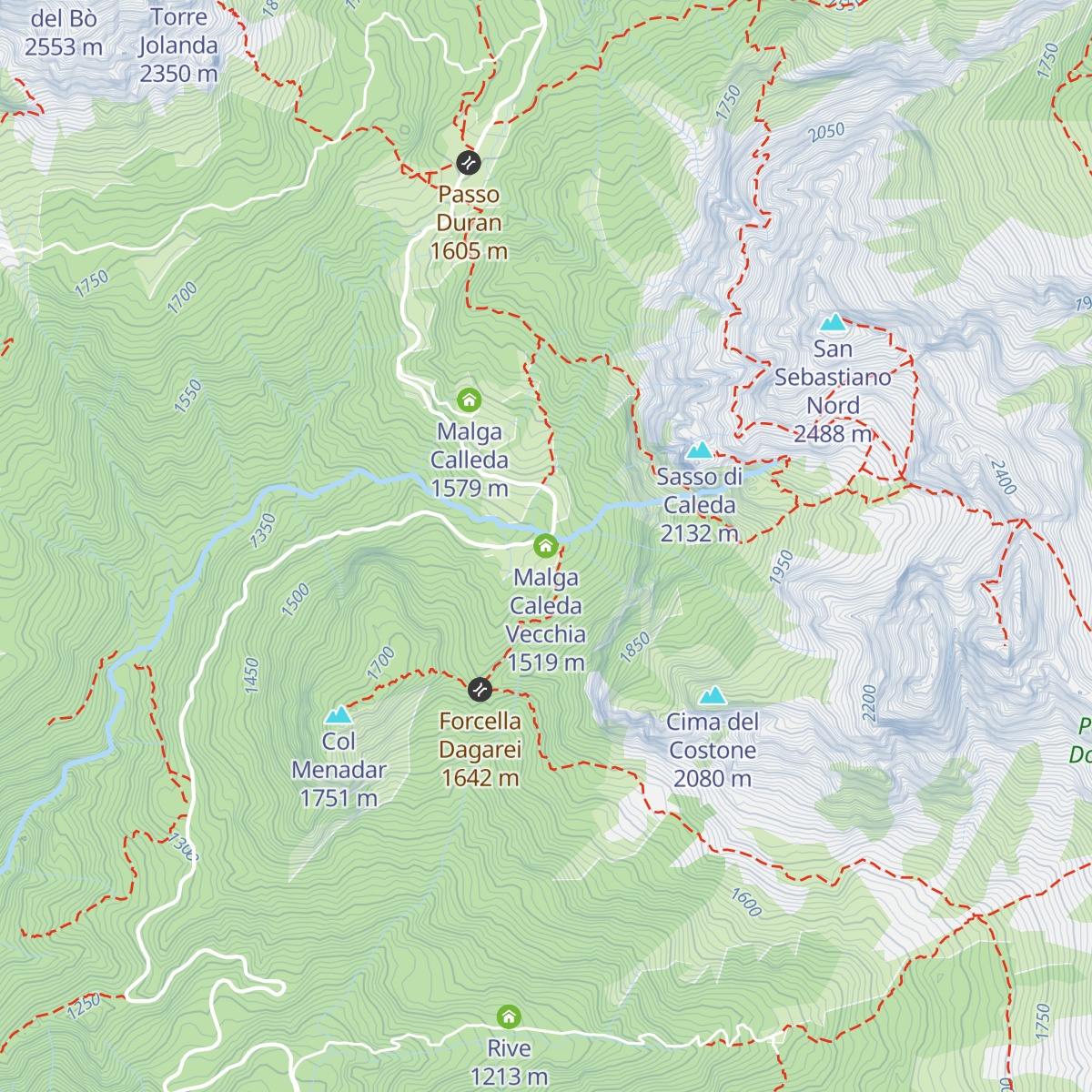 Malga Caleda Vecchia map