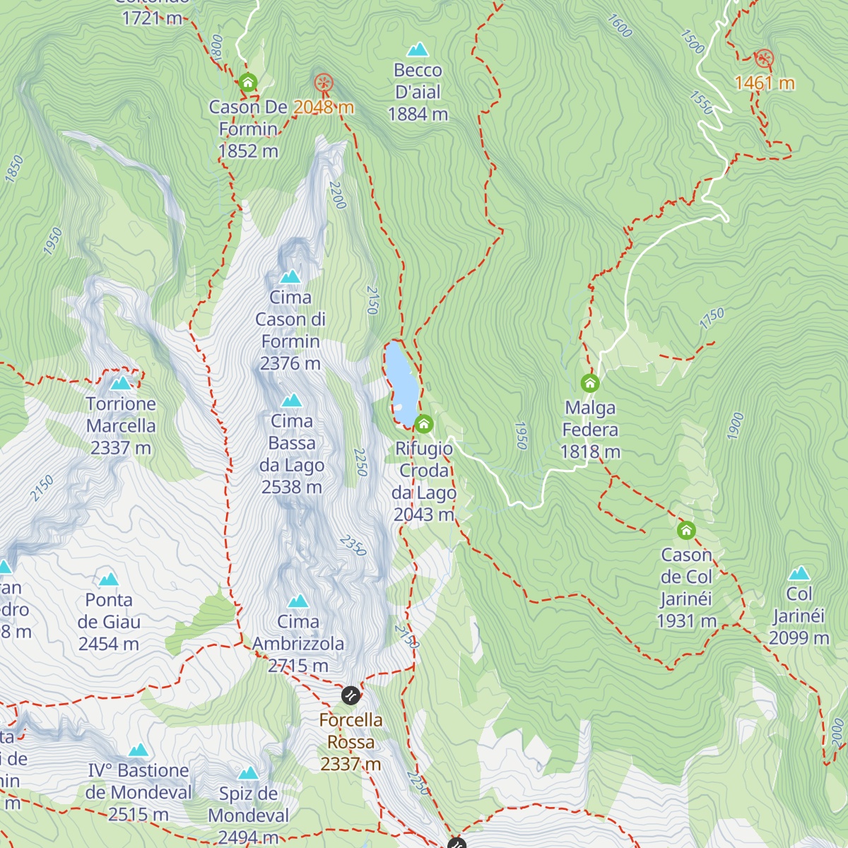 Rifugio Croda da Lago map