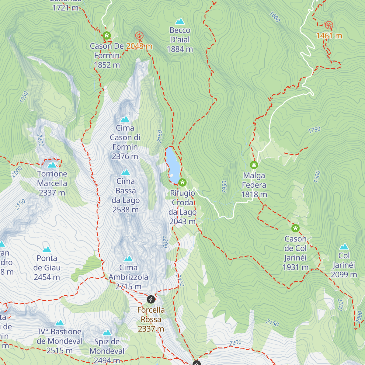 Rifugio Croda da Lago map