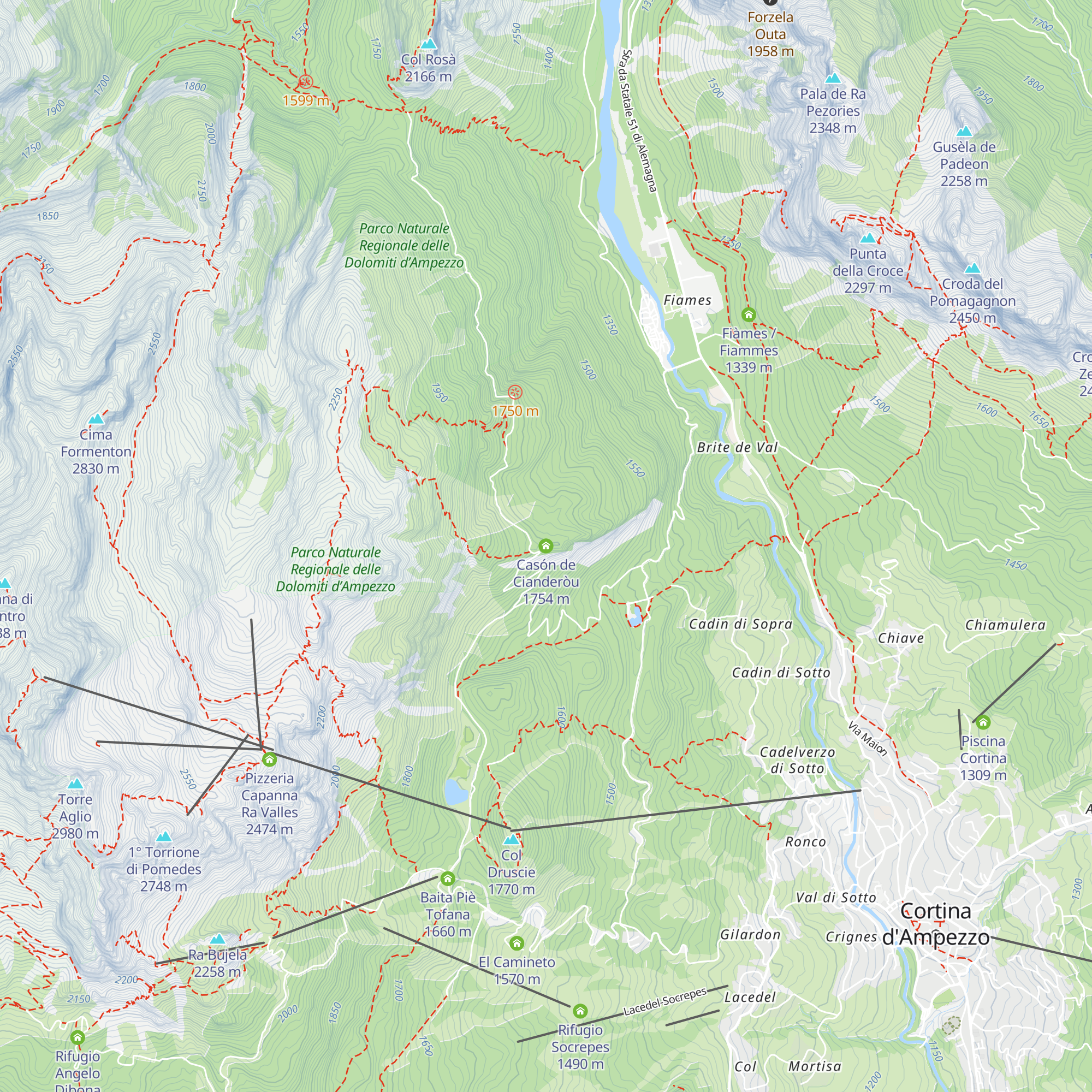 Casón de Cianderòu map
