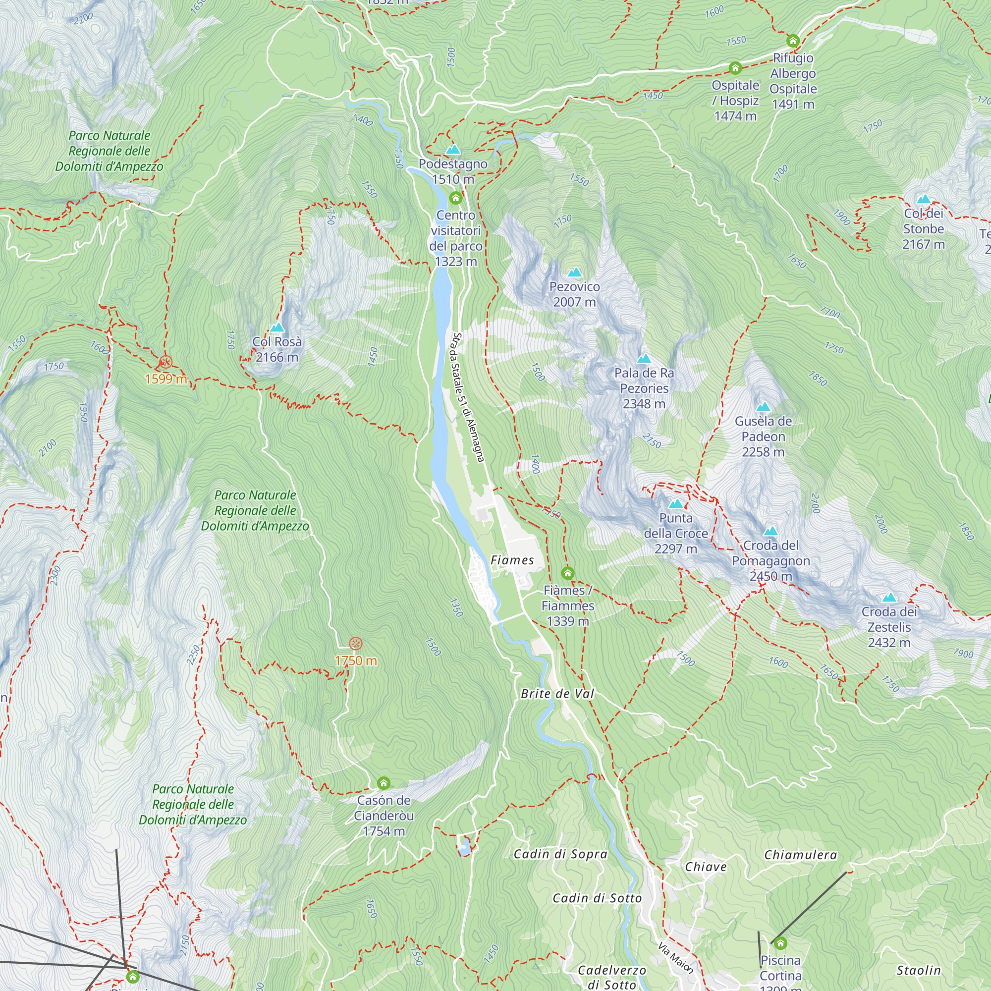 Casa cantoniera "Fiames" map