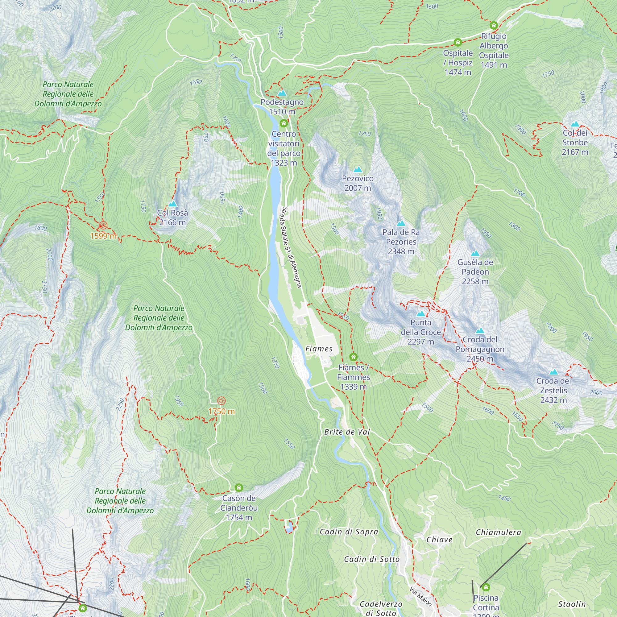Casa cantoniera "Fiames" map
