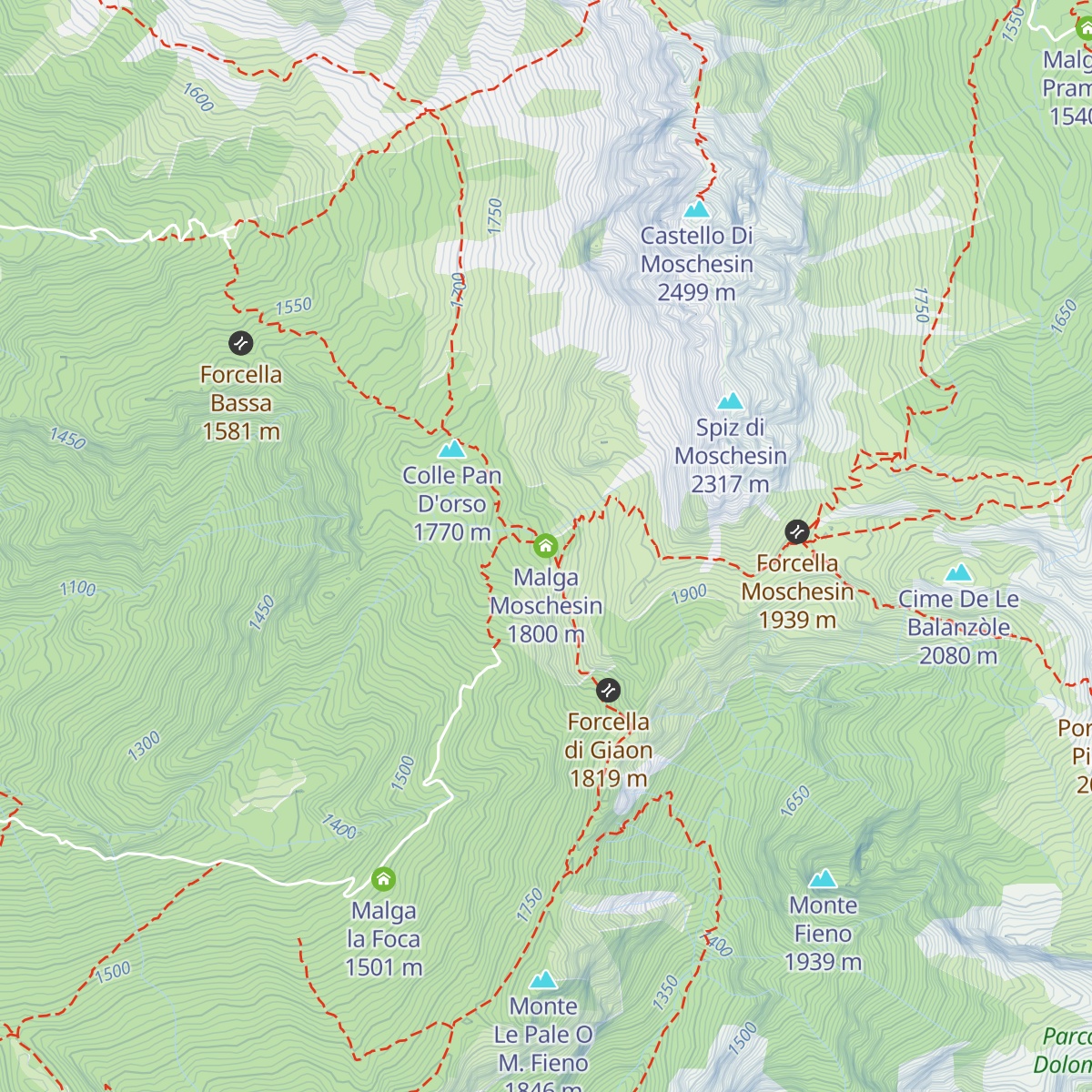 Malga Moschesin map