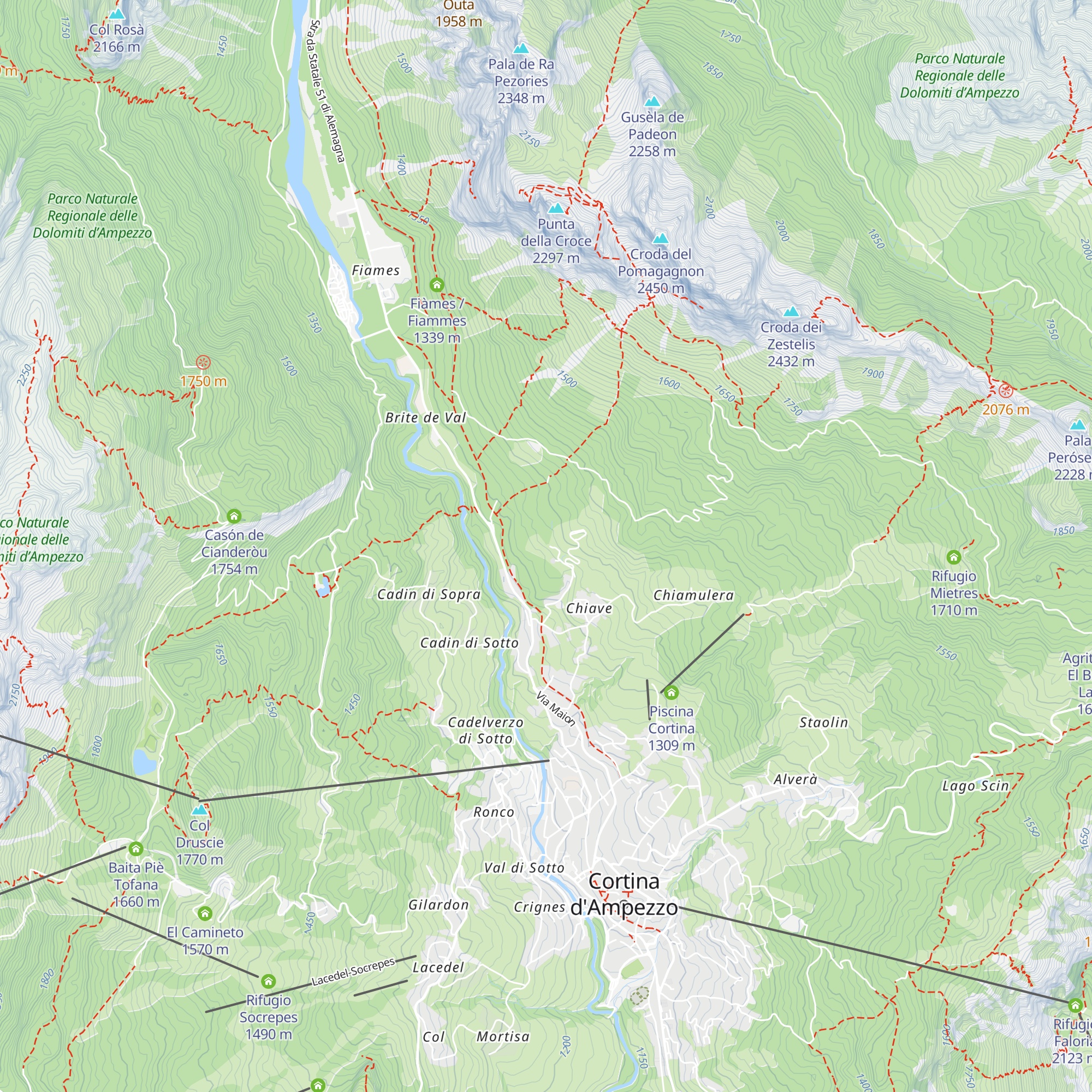 Soccorso Alpino Cortina map