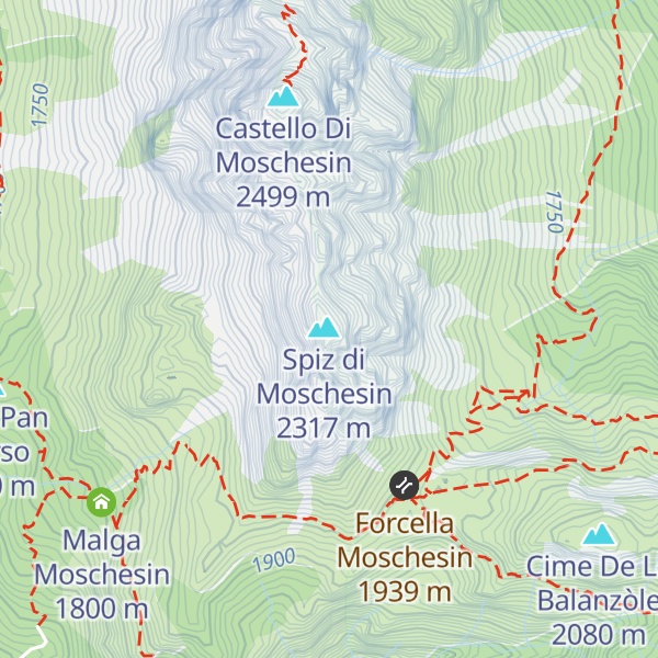 Map of Cima Sud Cresta dei Camini