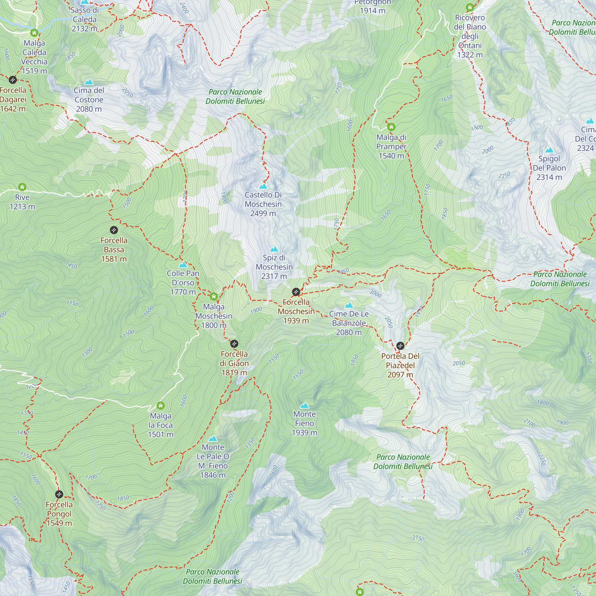 Forte di Forcella Moschesin map