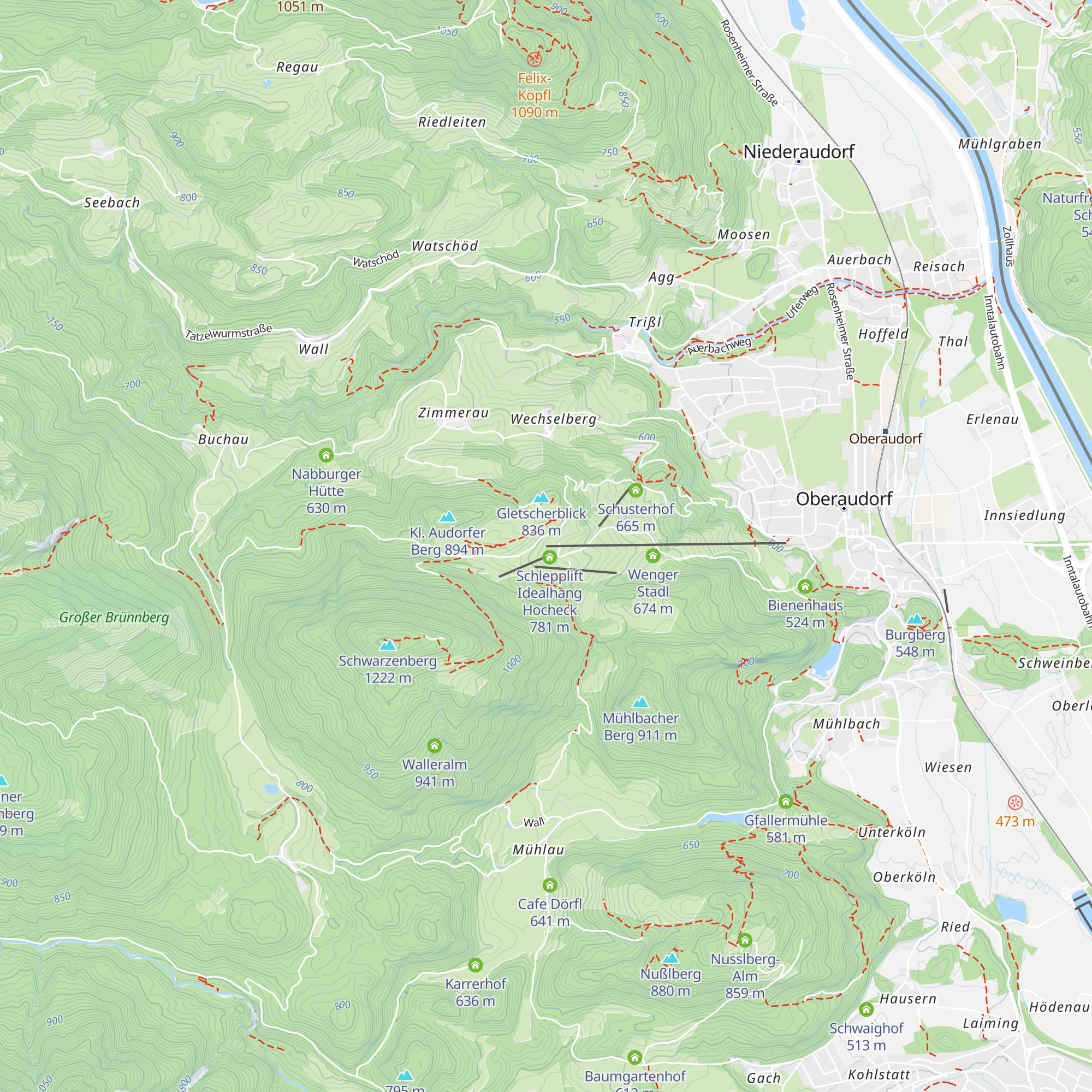 Bergbahn Hocheck map