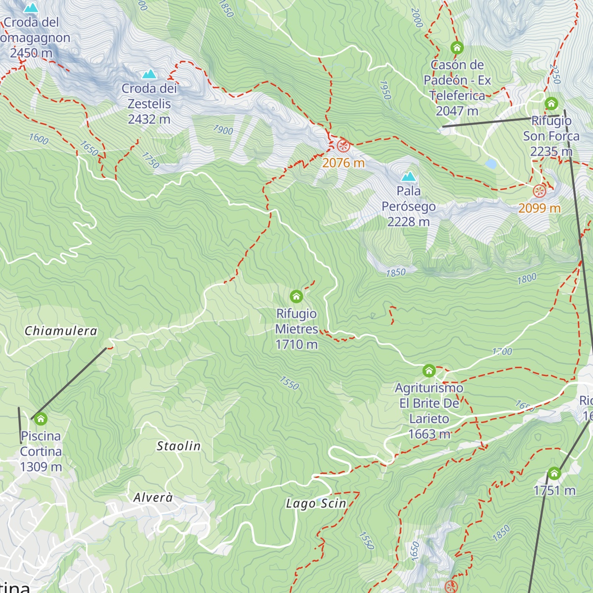 Rifugio Mietres map