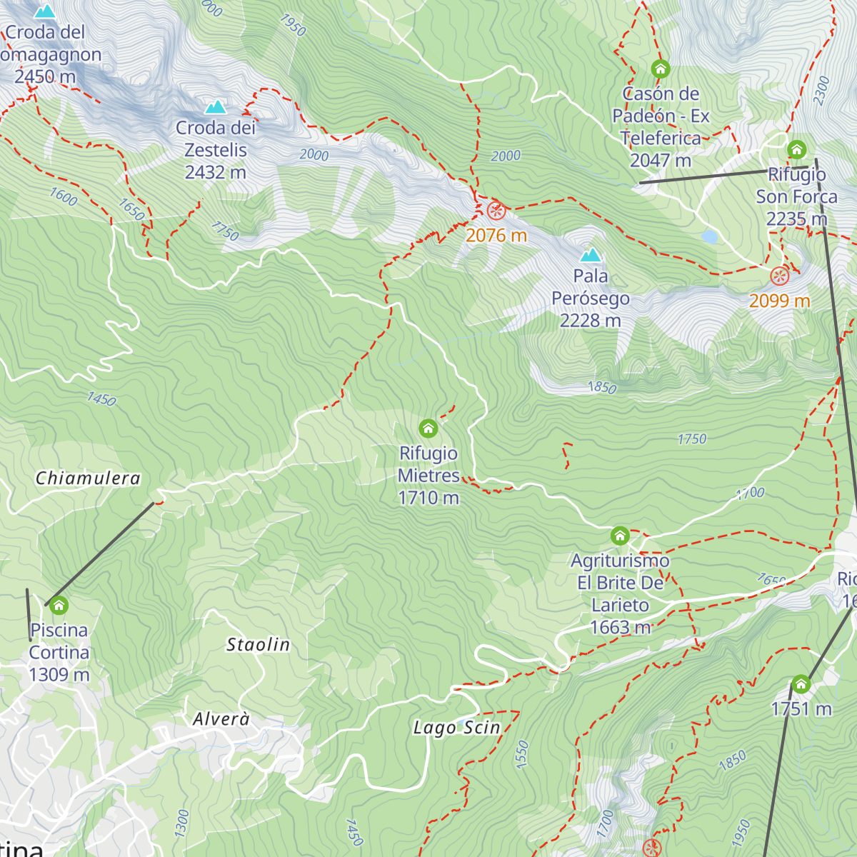 Rifugio Mietres map