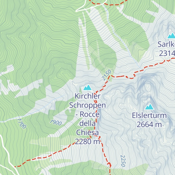 Map of Kirchler Schroppen - Rocce della Chiesa