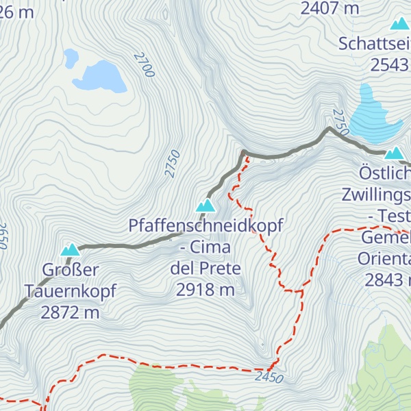 Map of Pfaffenschneidkopf - Cima del Prete