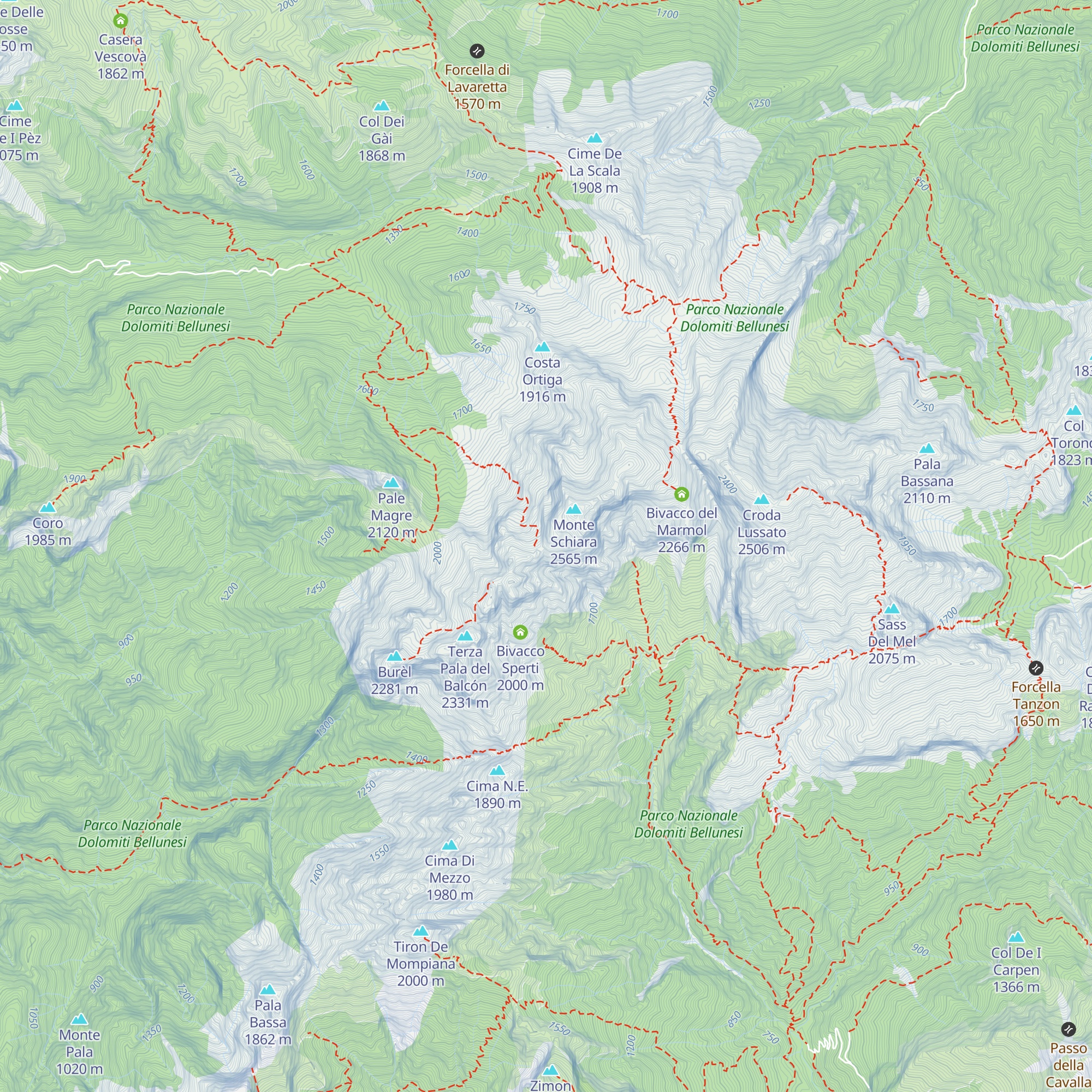 Bivacco Ugo Dalla Bernardina map