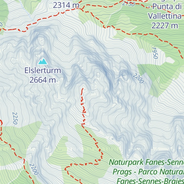 Map of Dürrenstein Nordostgipfel - Picco di Vallandro Cima Nord-Est