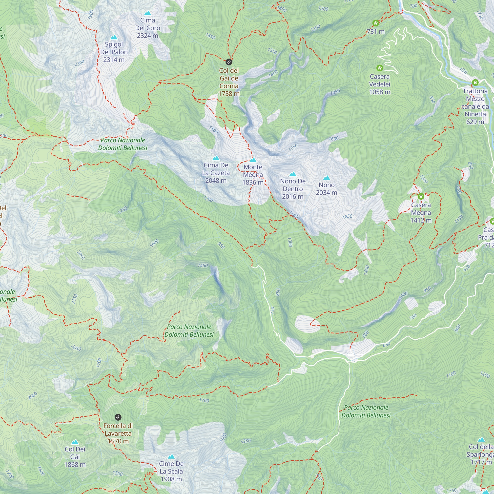 Casera Costa dei Nass map