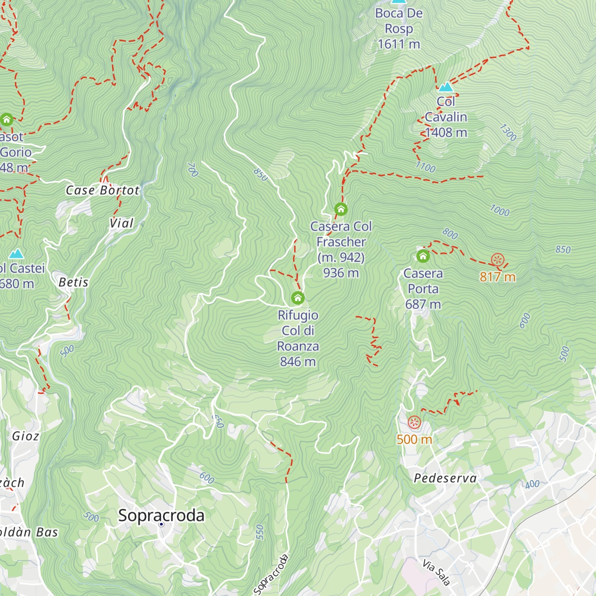 Rifugio Col di Roanza map