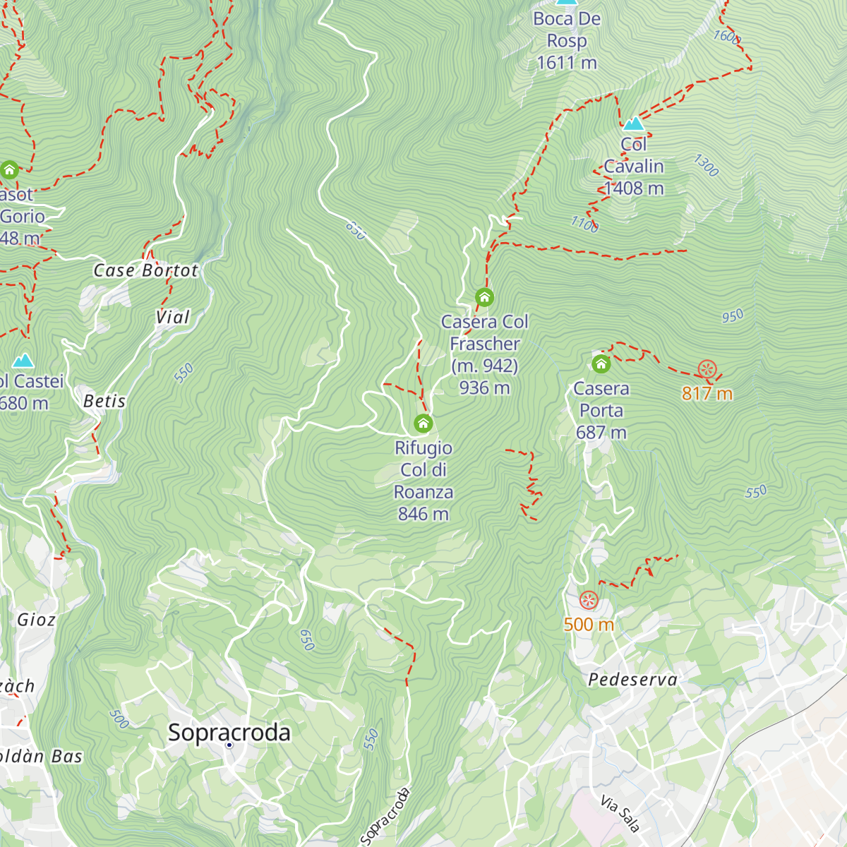 Rifugio Col di Roanza map
