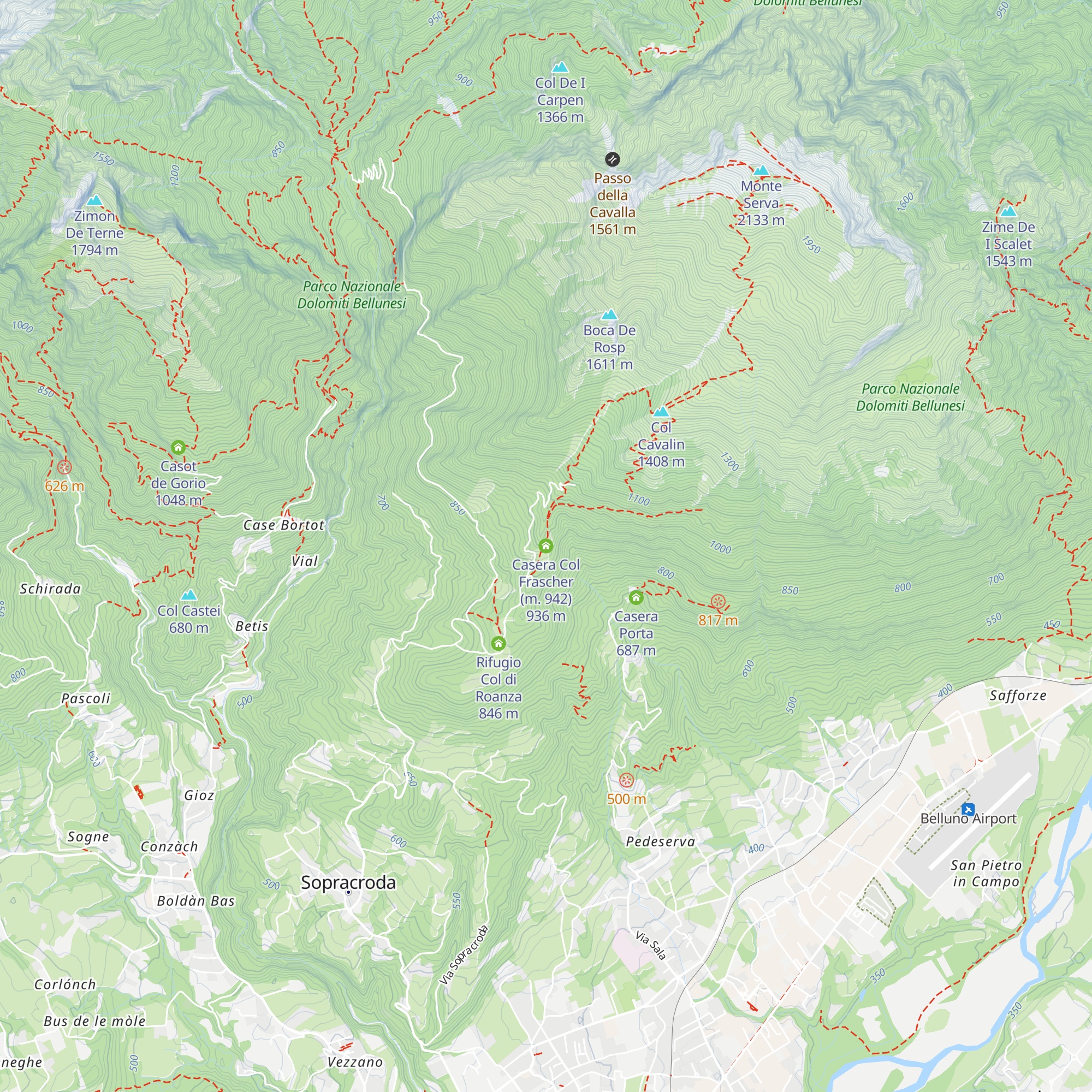 Casera Col Frascher (m. 942) map