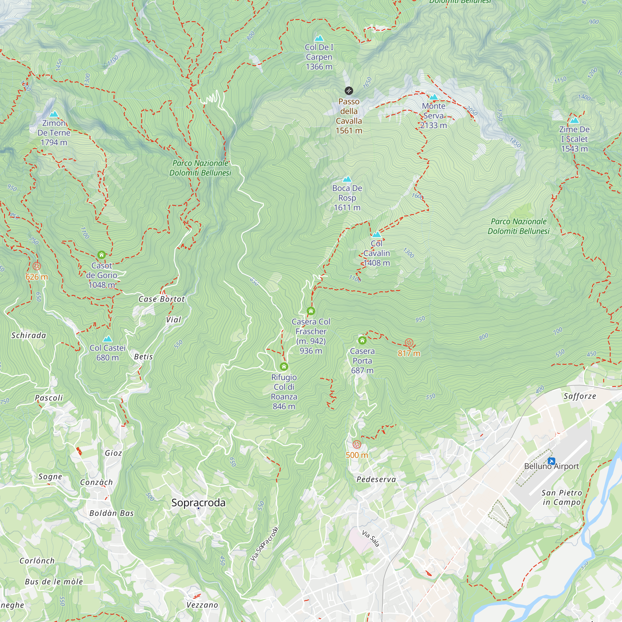 Casera Col Frascher (m. 942) map