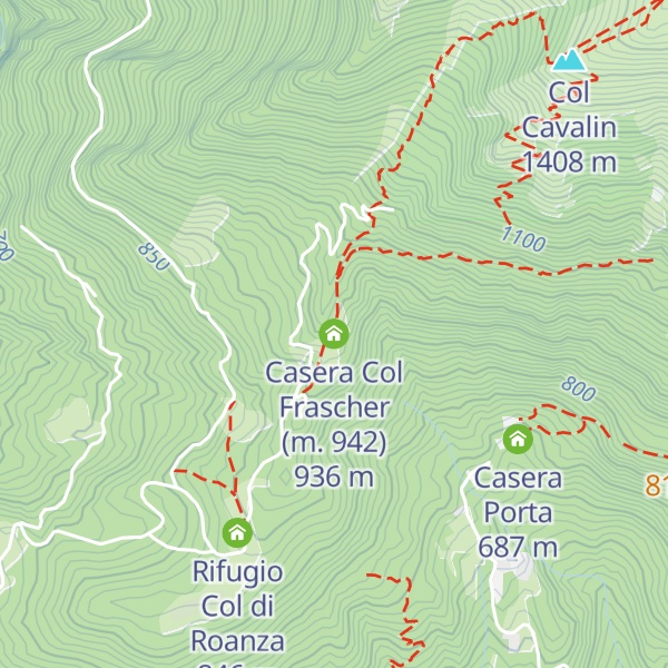 Map of Casera Col Frascher (m. 942)