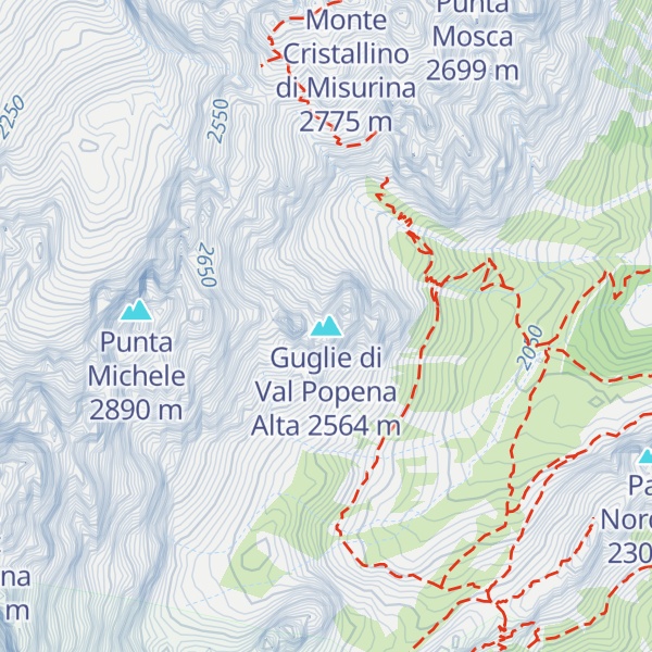 Map of Guglie di Val Popena Alta