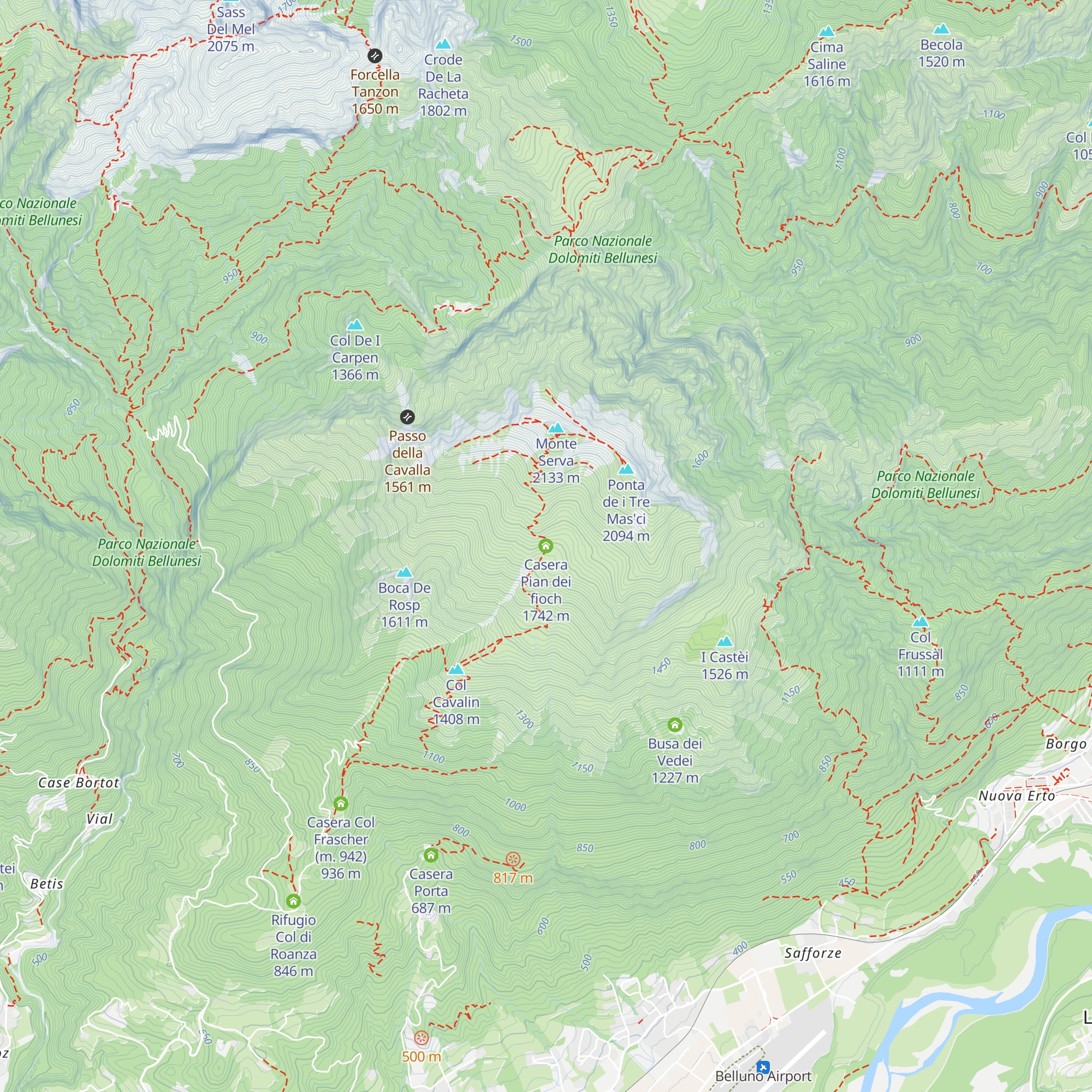 Casera Pian dei fioch map